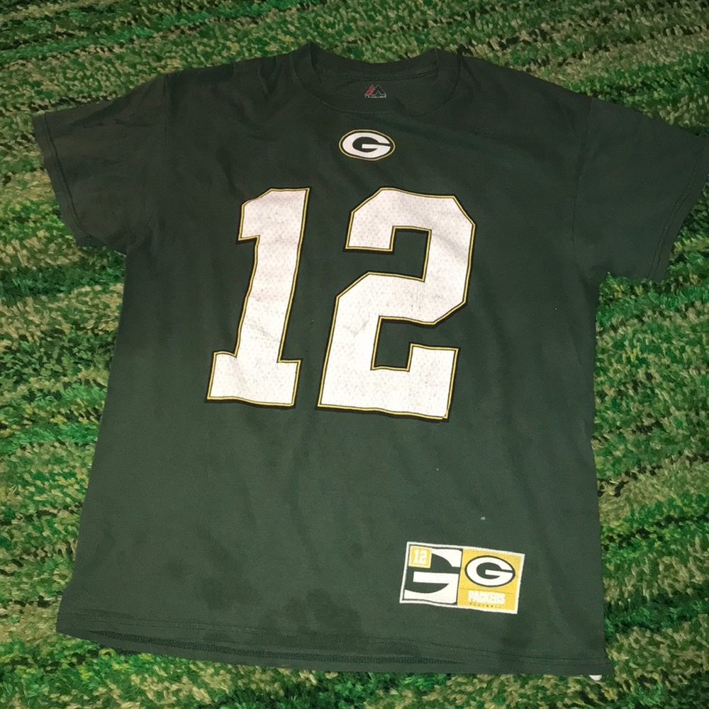 Green Bay Packers #12 Aaron Rodgers tee Majestic